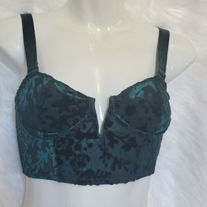 DYNAMITE Green Velvet Bustier Corset Crop Top - Size 32A, XXS, 00